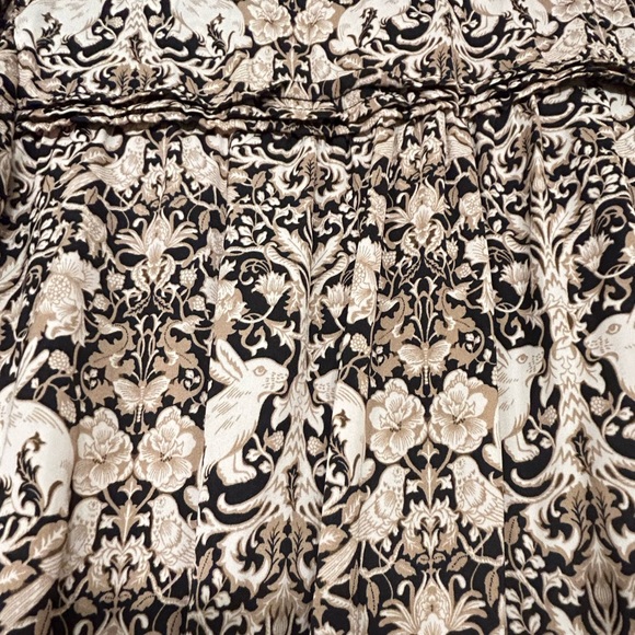 Anthropologie tie wrap front blouse with birds and rabbit print size small NWT - Picture 7 of 12